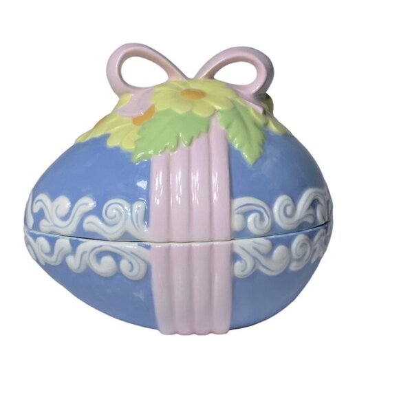 Vintage Hand Painted Easter Egg Candy Dish Trinket Dish Jar Functional Art 1981 - Picture 6 of 16